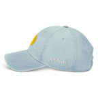 Denim hat, light blue, side, "Kenji" embroidery