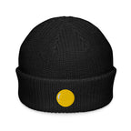 Teenie weenie beanie, black, front, "Egg Yolk" embroidery