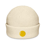Teenie weenie beanie, ecru, front, "Egg Yolk" embroidery
