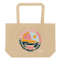 Oyster tote bag, front, "Better with Frienjis" print