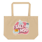 Oyster tote bag, front, 'Salt + MSG' print
