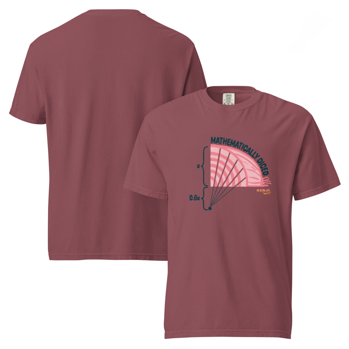 T-shirt, brick, front and back, "Onion Math" print on the front, no print on the back