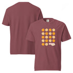 T-shirt, brick, front and back, "Egg Yolk Grid" print on the front, no print on the back