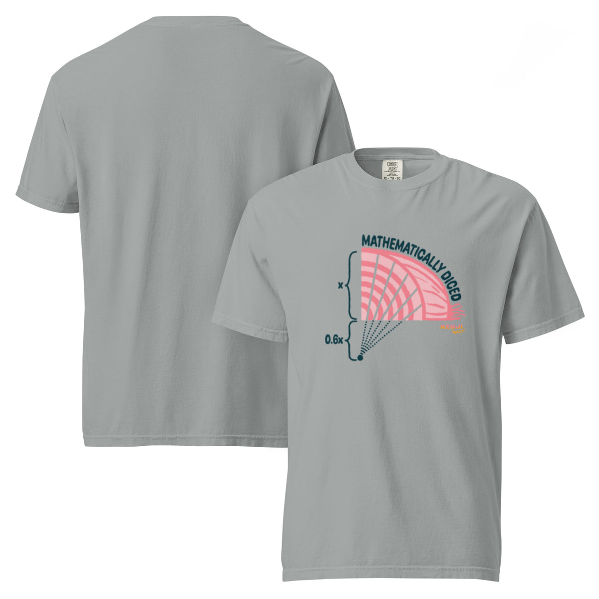 T-shirt, granite, front and back, "Onion Math" print on the front, no print on the back