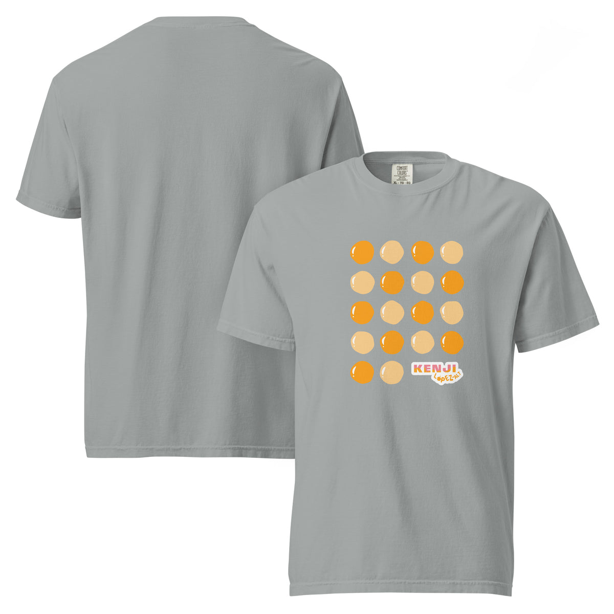 T-shirt, granite, front and back, "Egg Yolk Grid" print on the front, no print on the back