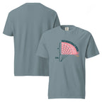 T-shirt, ice blue, front and back, "Onion Math" print on the front, no print on the back