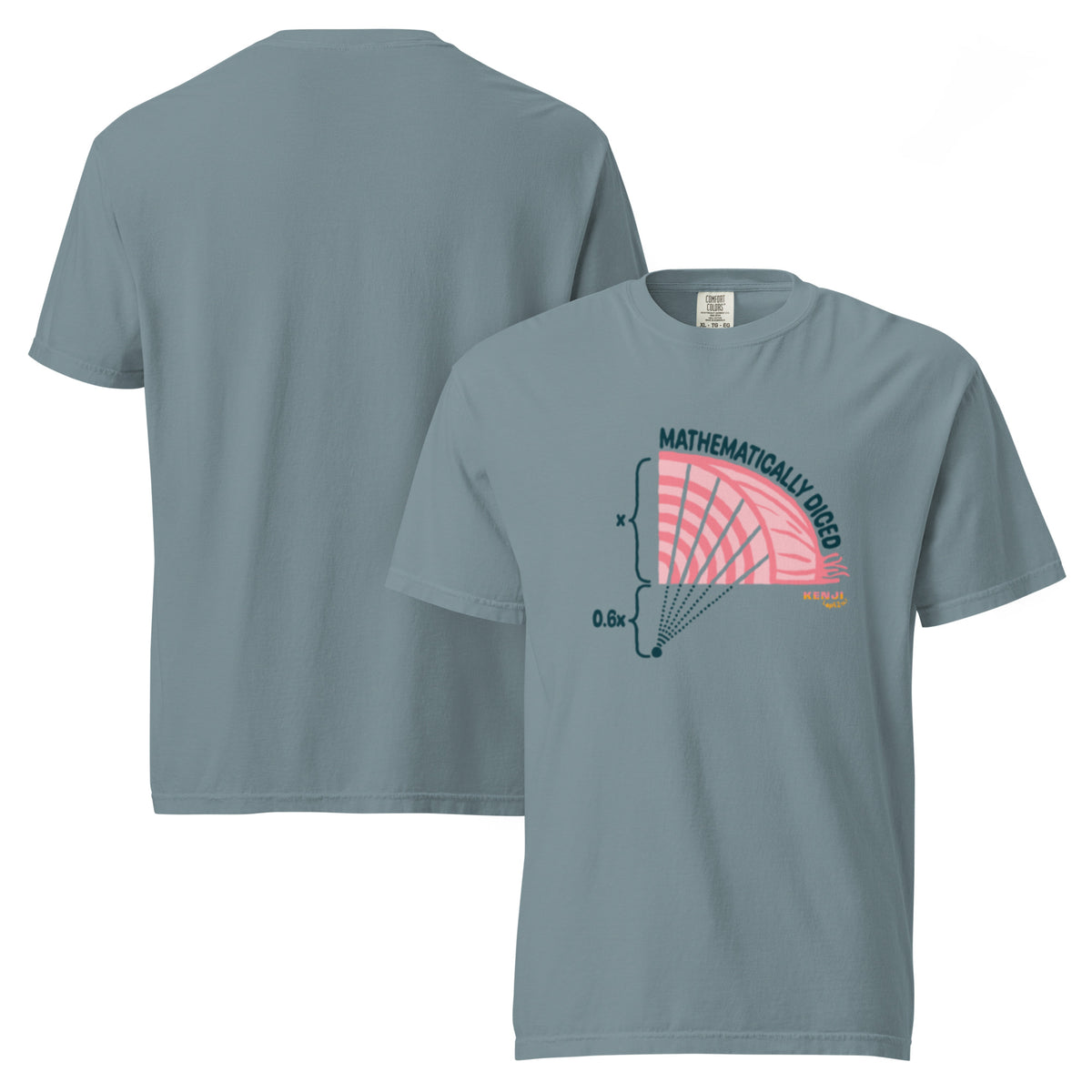 T-shirt, ice blue, front and back, "Onion Math" print on the front, no print on the back