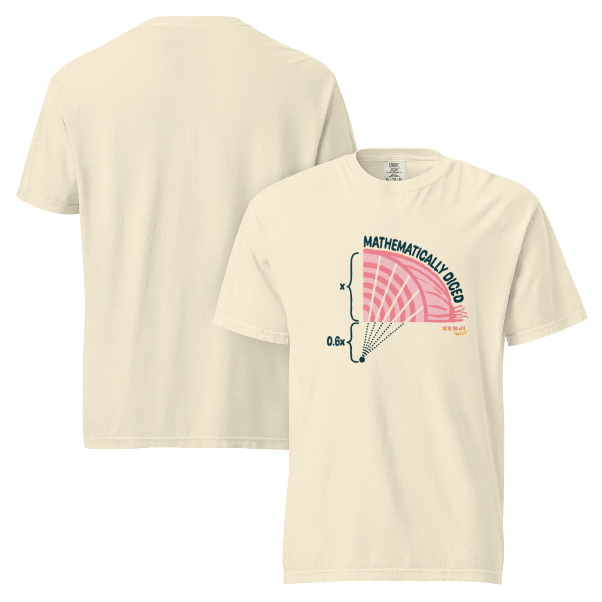 T-shirt, ivory, front and back, "Onion Math" print on the front, no print on the back