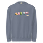 Crewneck sweatshirt, blue jean, front, "MSG Chemical Compound" print