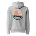 Hoodie, heather grey, back, "Better with Frienjis" print