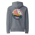 Hoodie, storm blue, back, "Better with Frienjis" print